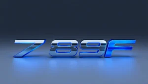 789F branding logo with modern metallic finish symbolizing strength and innovation, suitable for tech or industrial industries.