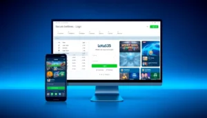 Quick and secure Lotus365 login on mobile device with live sports and casino odds, highlighting easy access to betting platforms.