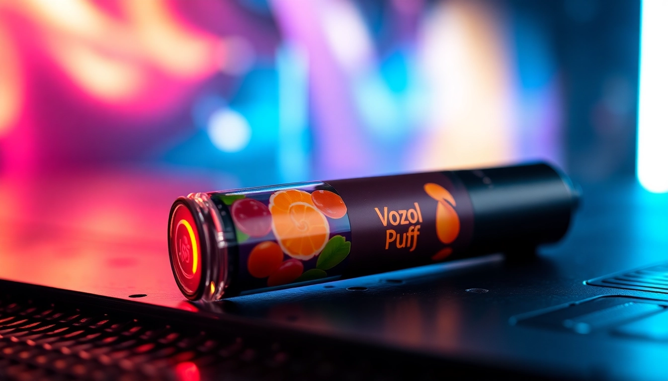 Vozol puff disposable vape in vibrant colors with sleek design and LED indicator, showcasing portability and flavor variety.