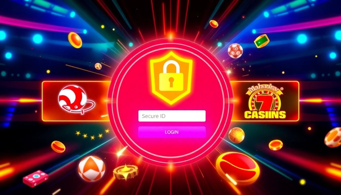 Secure Mahadev ID login screen with sports betting and casino icons for easy access.