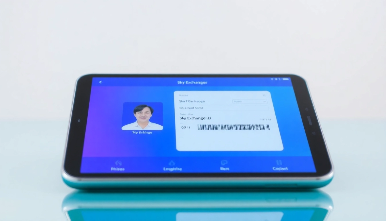 Screenshot of a user logging into Sky Exchange platform with Sky Exchange Id displayed prominently, emphasizing ease of access and security.