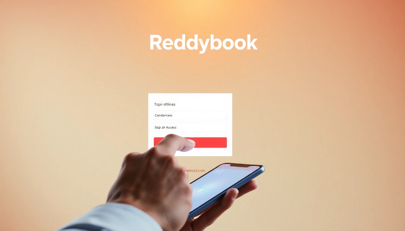 Reddybook login page showing a user entering credentials on a secure, modern platform with vibrant branding and clear interface for easy access.