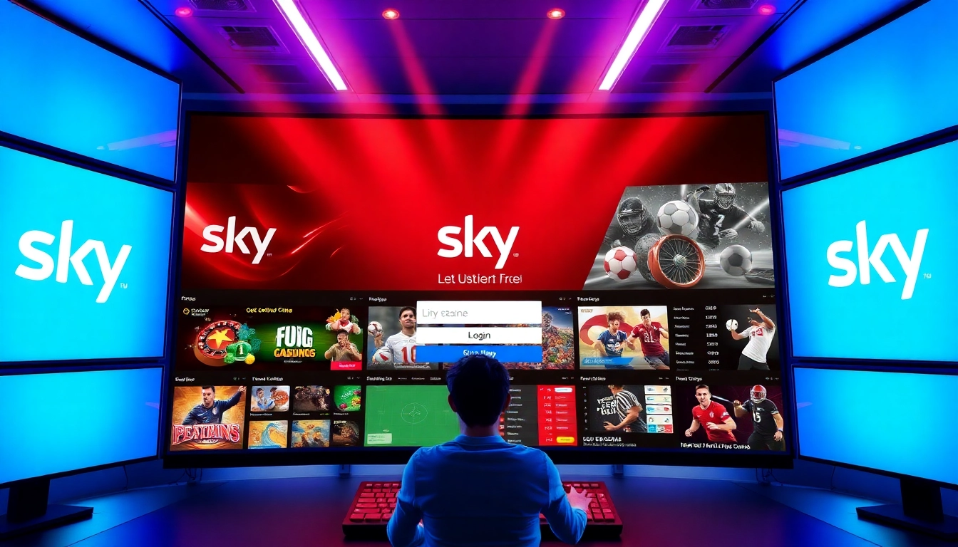 Seamless Sky exchange login showing a user accessing live casino games and sports betting on a modern device with vibrant graphics and secure interface for safety and quick entry.