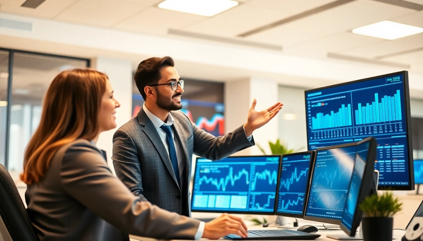 IPOS Guides Financial advisor explaining IPO steps using charts and digital tools for investors.