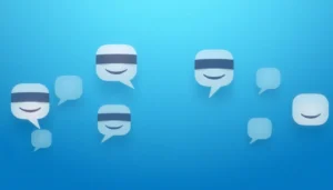 Engaging visual representing blindchat with anonymous chat bubbles symbolizing private