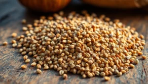 Cumin Seeds in a glass bowl with fresh spices and herbs, highlighting premium quality and