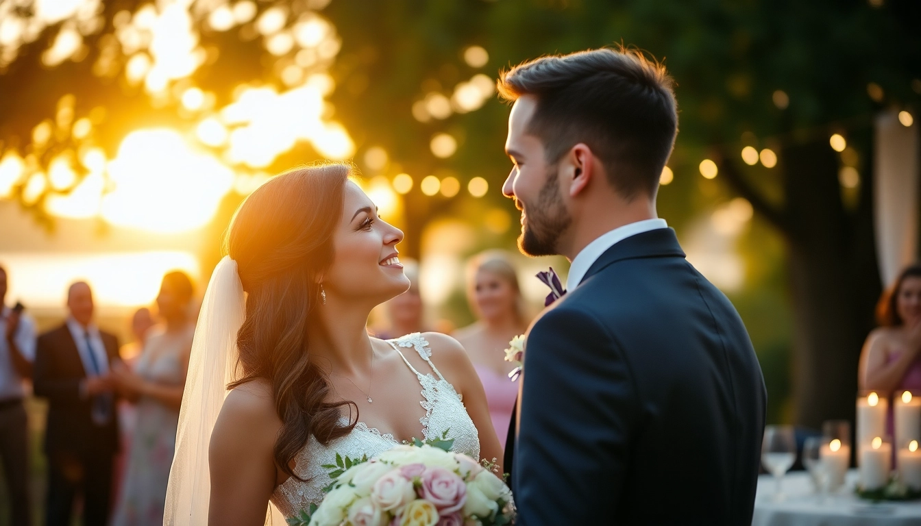 Professional eskuvo fotozas capturing candid moments of a happy couple outdoors during sunset